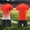 E035-Orange, variant on hengsof Boys 2 Piece Soccer Jersey Set Short Sleeve Round Neck T-Shirt Elastic Waist Shorts Training Uniform for 5-15 Years Kids