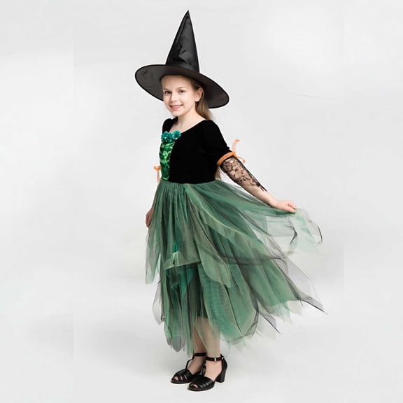Kids Witch Outfit Girls Tulle Dress for Toddler Girls Outfit Toddler Halloween Outfit Girls Children Girls Dress 5-6 Years