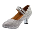 thumbnail image 2 of Missfiona Womens Glitter Ballroom Dance Shoes Ruby slippers Latin Salsa Tango Dancing Heels(5,Silver), 2 of 8