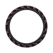 XMXY Car Steering Wheel Cover, Pink Love Design Non-Slip Jeep Truck Universal Elastic Steering Wheel Protector 15 inch