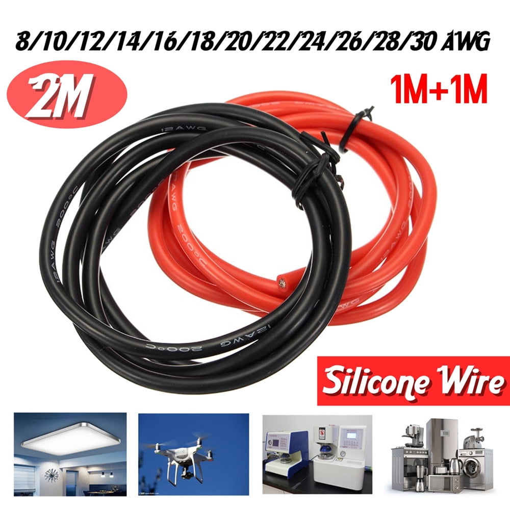 10/12/14/16/18/20-28AWG Super Soft Flexible Silicone Double Wire Cable Black＆Red 