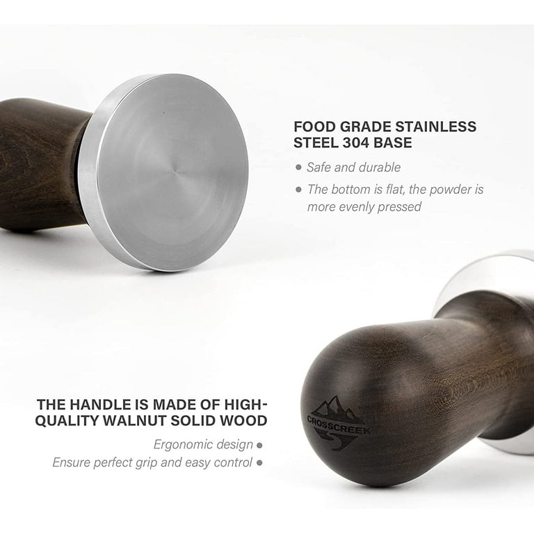 Walnut Espresso Tamper 58mm with Stainless Base - Barista Tools