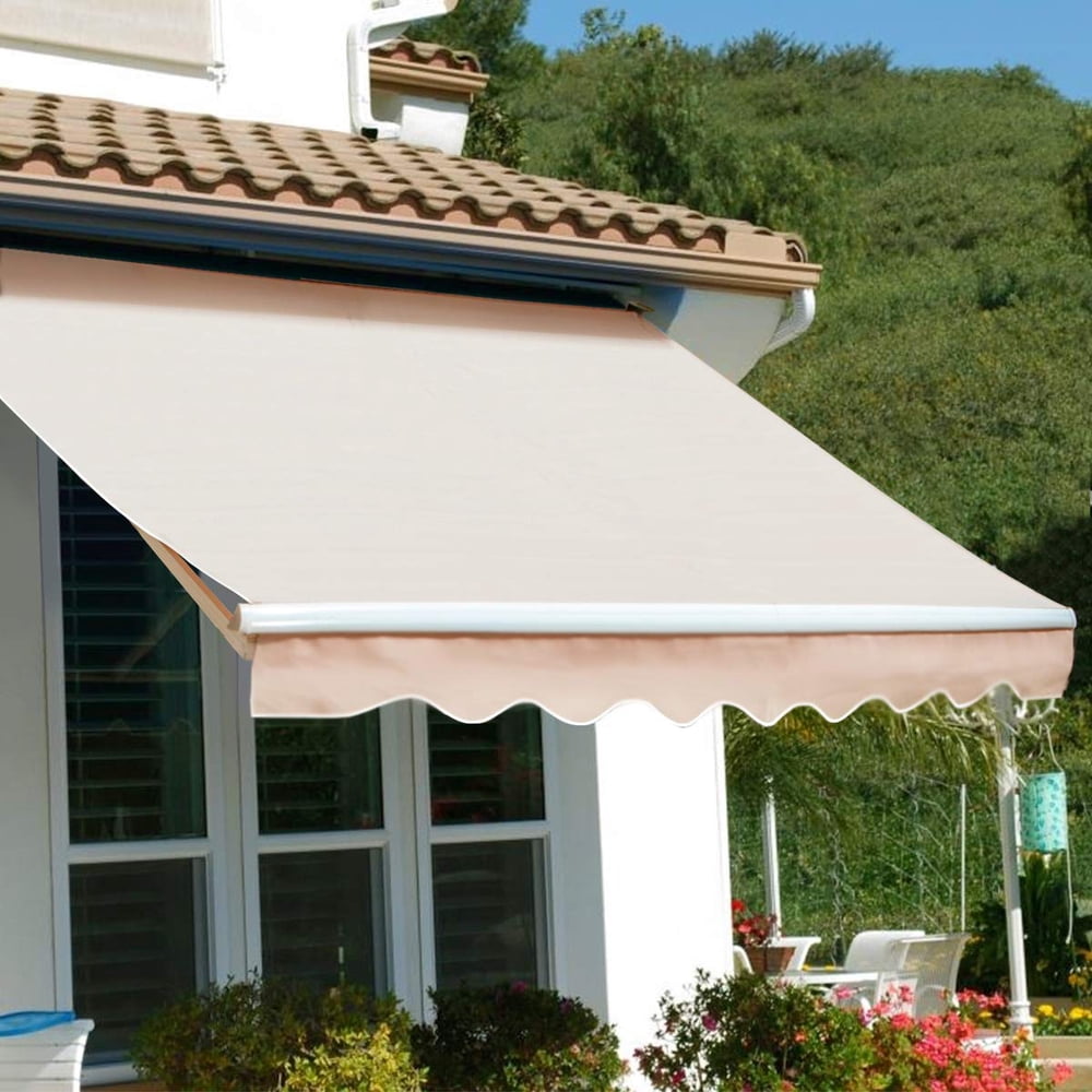 12' x 10' Patio Retractable Awning Sun Shade Awning Weather Resistant