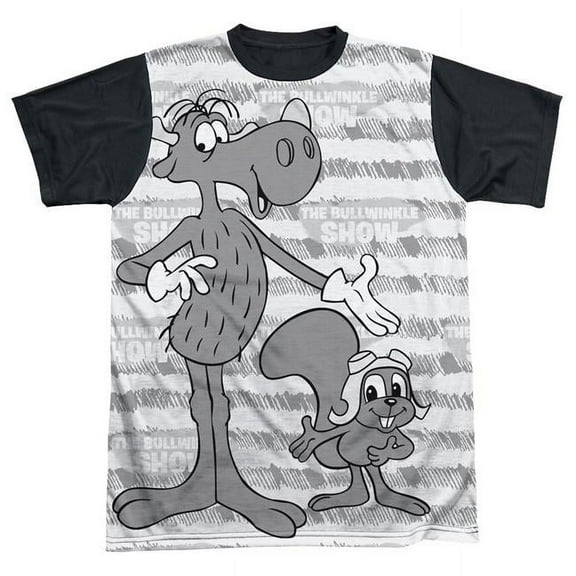 Rocky & Bullwinkle - Main Characters - Short Sleeve Black Back Shirt - X-Large