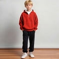 thumbnail image 5 of Nwiuh Boys Quarter Zip Hoodies - Waffle Knit Kids Long Sleeve Hooded Sweatshirts Teens Pullover Tops Clothes (Red, 11-12 Years), 5 of 8