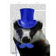 thumbnail image 3 of Fab Funky 12x14 Black Modern Framed Museum Art Print Titled - Badger with Blue Top Hat and Moustache, 3 of 5