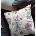thumbnail image 3 of Amrita Sen Coussin Soufflé et Fermé en Broadcloth Peacock Intérieur Extérieur, Blanc Violet, 3 of 5