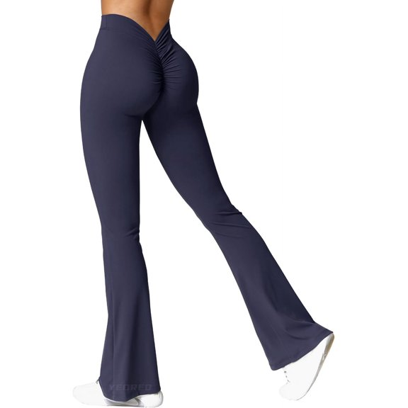 Scrunch Flare Leggings Daze V Back Butt Lifting Wide Leg High Waist 31.5" Gym Workout Yoga Pants