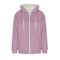 thumbnail image 7 of Women's Striped Jackets Full Zip Long Sleeve Drawstring Hooded Cardigans Casual Lightweight Coats Stylish Outfits (S, Pink-2), 7 of 7
