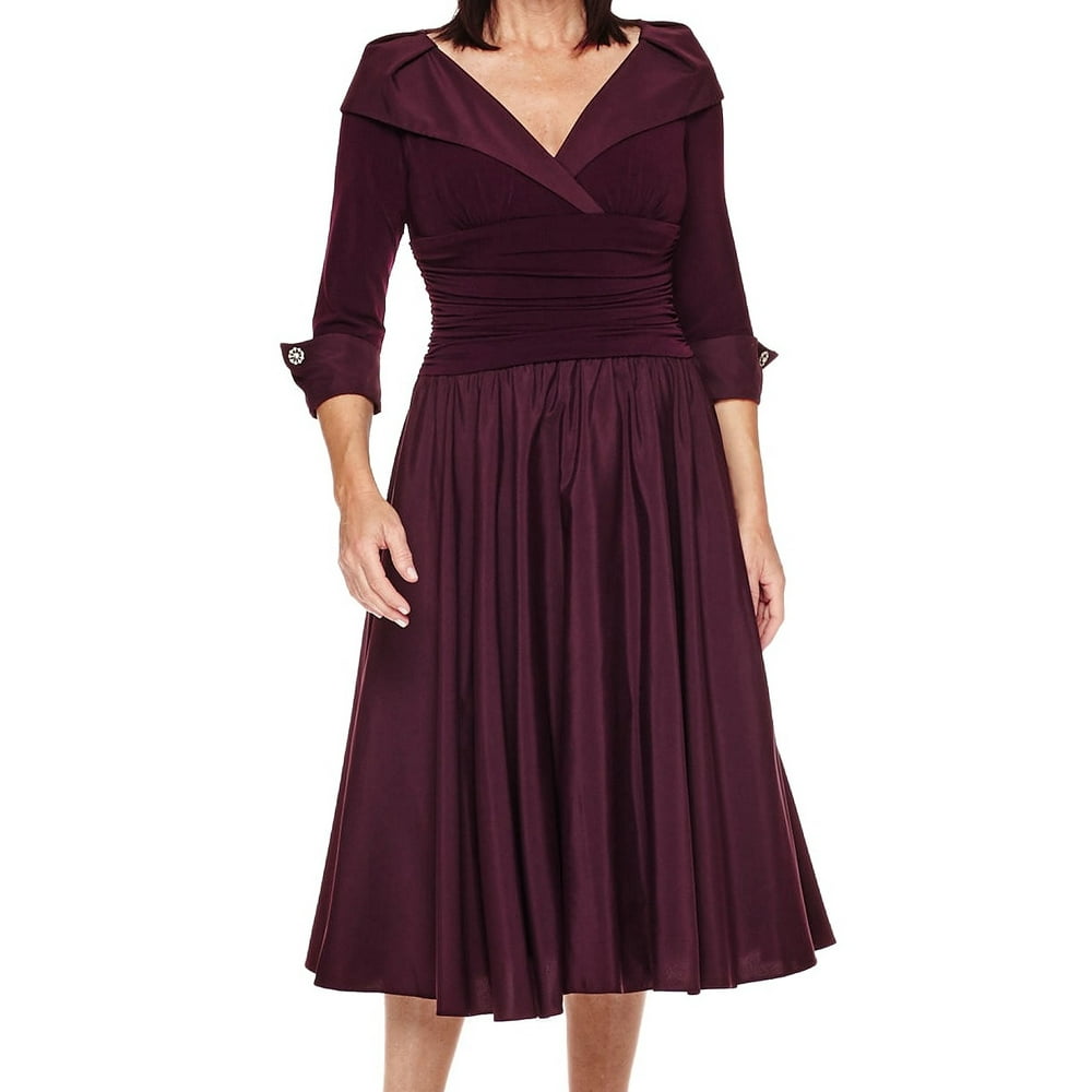 Jessica Howard Jessica Howard NEW Purple Eggplant 10 Ruched Flared