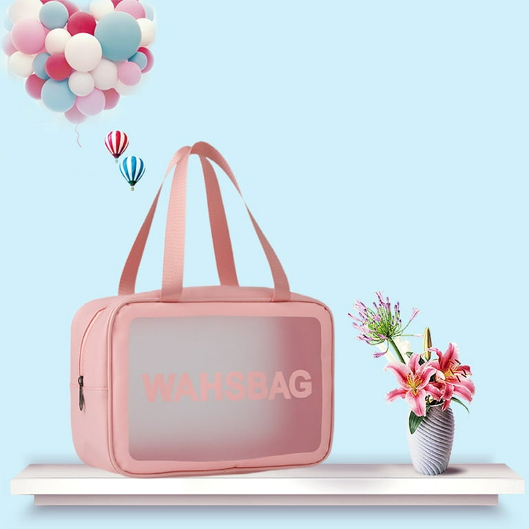 Toiletry Bag for Women, Pink Checkered Cosmetics Makeup Bag Organizer –  Aokur