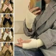 thumbnail image 2 of dianhelloya Winter Half-Finger Gloves Thickened Soft Comfortable Warm Knitted Arm Mittens Winter Fashionable Gloves Women White, 2 of 7