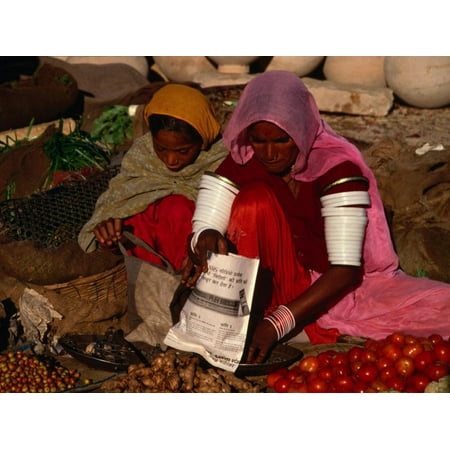 The Nut Of India Women Selling Vegetables and Nuts at Jaisalmer Street Market, Jaisalmer, Rajasthan, India Print Wall Art By Jane Sweeney ()