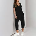 thumbnail image 4 of Busydd Jumpsuits for Women Short Sleeve Solid Color Casual Jumpsuit Comfy V Neck One Piece Jumpsuits with Pockets, 4 of 8