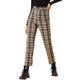 thumbnail image 4 of Pantalones de trabajo de cuadros recortados para mujer INSPIRE CHIC, con botones, talla XL, marrón oscuro, 4 of 6