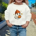 thumbnail image 2 of Tween Girls Pumpkin Skeleton Bat Ghost Sweatshirt Cute Print Long Sleeve Crewneck Pullover Kids Top Fall Winter School Outing Clothing White Size 11-12T, 2 of 4