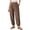 Coffee, variant on Womens Baggy Barrel Pants Casual Elastic High Waisted Lounge Boho Harem Trousers with Pockets