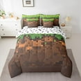 thumbnail image 2 of jejeloiu Pixel Grid 7-Piece Queen Bedding Set,Miners Game Geometric Patchwork,Cozy Reversible Decor, 2 of 8