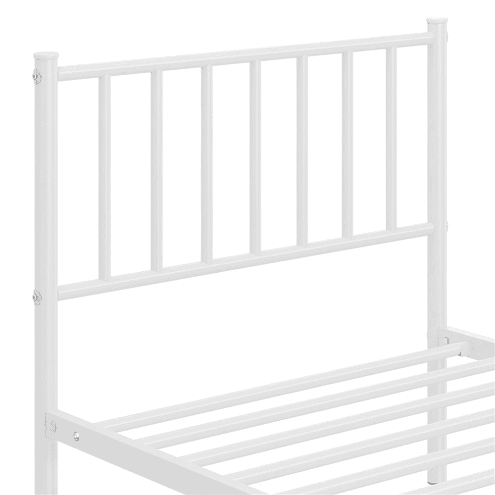 Renwick Twin Size Metal Platform Bed with Headboard, White