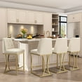 thumbnail image 6 of HomeZeer Counter Height Bar Stools Set of 4, Bar Stools with Back and Sliver Metal Frame, 24" Barstools with Footrest, Upholstered PU Leather Counter Stool Chairs for Kitchen Island,White, 6 of 7