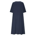 thumbnail image 5 of Wiyuqeen Casual Dresses for Women 3/4 Sleeve Scoop Neck Cotton Linen Dresses Solid Loose Fit Maxi Dresses Oversized Beach Dresses, 5 of 6