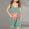 thumbnail image 2 of Odeerbi 5-13 Years Kids Girls Summer Jumpsuit Striped Flower Print Camisole Romper Casual Breathable Comfortable Suspender Overalls Bib Overall Shorts with Pockets, 2 of 4