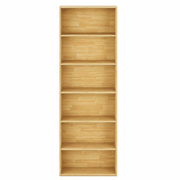Set of 2 Tall Wooden Bookcases, 70-Inch 6-Shelf Freestanding Storage Unit with Open Shelves and Anti-Tip Wall Anchors for Living Room, Burlywood