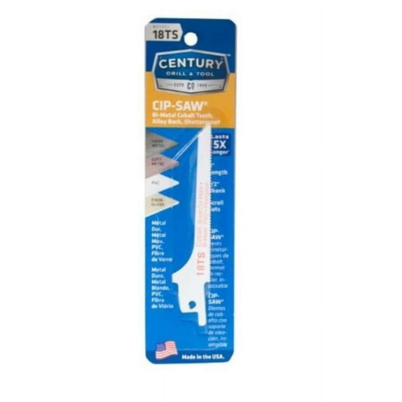 Century Drill & Tool 7401 Contractor Series Cobalt Bi-Metal Reciprocating Saw Blade, 4" 18T