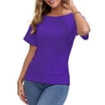 thumbnail image 2 of Women's 2-Pack Black Short Dolman Sleeve Tops, Casual Boat Neck Tees, 2 of 7