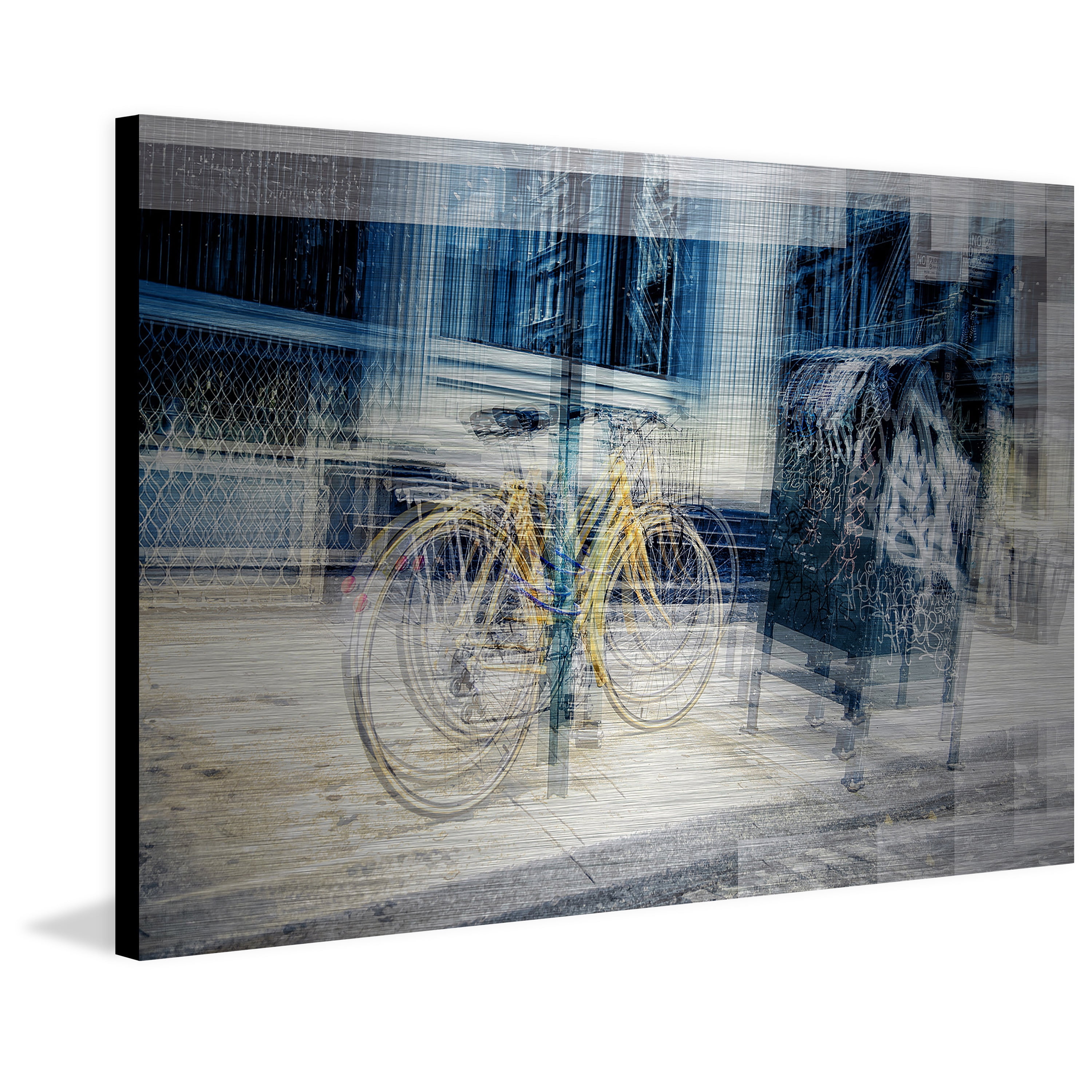 My Yellow Cycle Painting Print on Brushed Aluminum