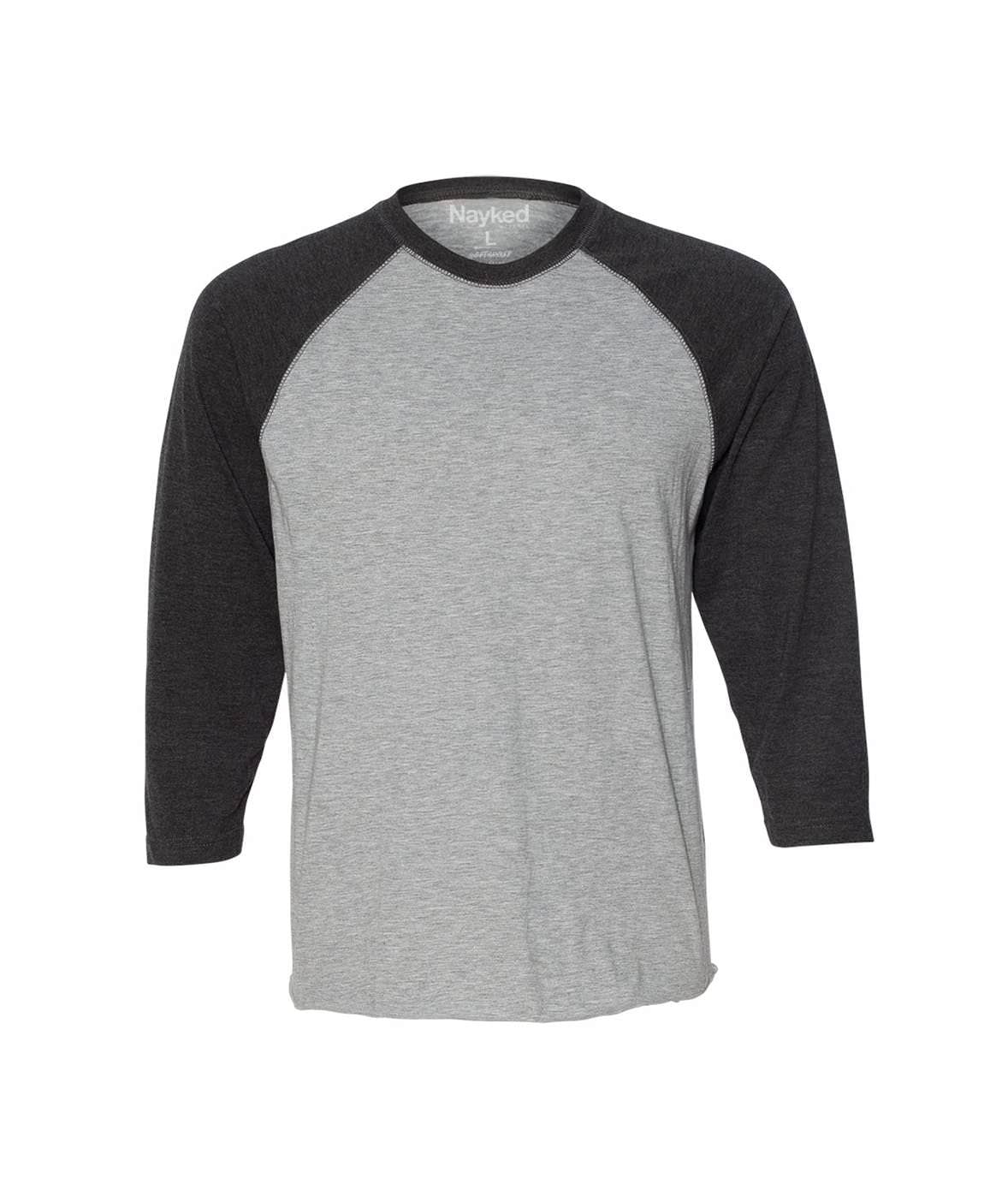 Nayked - Men's Ridiculously Soft Midweight Heathered Baseball Tee ...