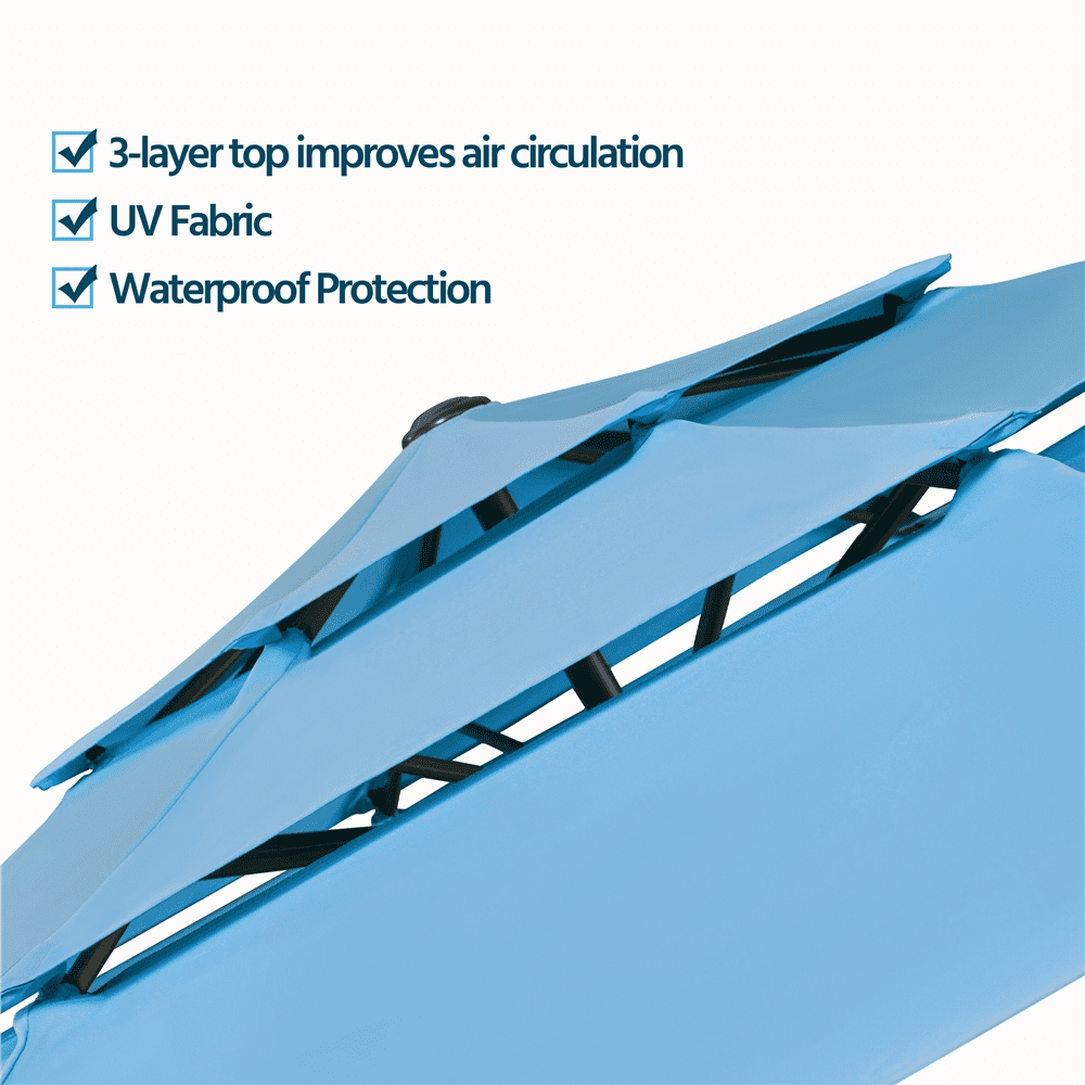 Renwick 10ft 3 Tier Vented Patio Umbrella with 8 Sturdy Ribs, Sky Blue