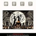 thumbnail image 6 of 1 piece, Halloween banner background decoration, 2D flat witch silhouette and pumpkin pattern background wall hanging decoration banner, party supplies, indoor/outdoor party decoration, entrance pass, 6 of 6
