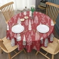 thumbnail image 3 of Red Christmas Village Pattern Round Tablecloth 60"x60",Wrinkle Wipeable Table Cloth for Kitchen Dining Room Picnic Patio Party, 3 of 6