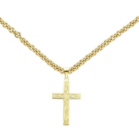 14kt Yellow Gold Floral Cross Pendant