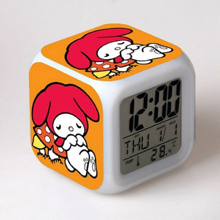 Hello Kitty D-Cut Snooze Nite Light Musical Alarm Clock Volume Control 8  Melody Chimes Inspired by You.