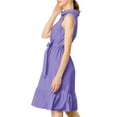 thumbnail image 4 of INSPIRE CHIC Women's Ruffled Hem Casual Sleeveless Cotton Solid Color Shirt Midi Dress with Belt S Dark Purple, 4 of 6