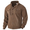 thumbnail image 4 of dzxyzu Men's Corduroy Shirts Casual Long Sleeve Stand Up Collar Shacket Jackets Lightweight Button Down Workwear Coat Tops with 2 Flap Pockets 2024 Winter Saving, 4 of 9