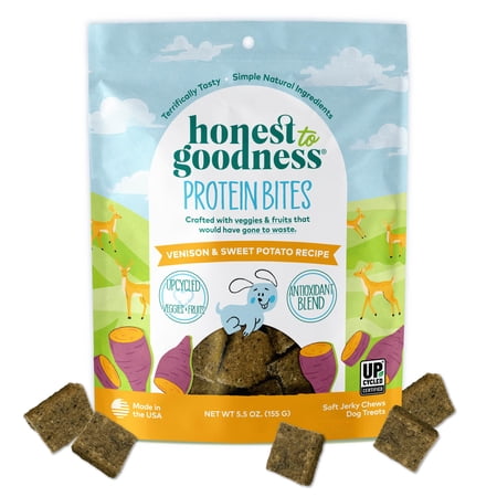 Honest to Goodness Protein Bites Venison & Sweet Potato Recipe Soft Jerky Chews for Dogs, 5.5 oz.