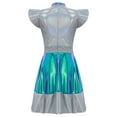 thumbnail image 4 of vastwit Girls Alien Cosplay Costume Kids Halloween Dress Ups Costume Casual Metallic A-line Dress Silver 8, 4 of 7
