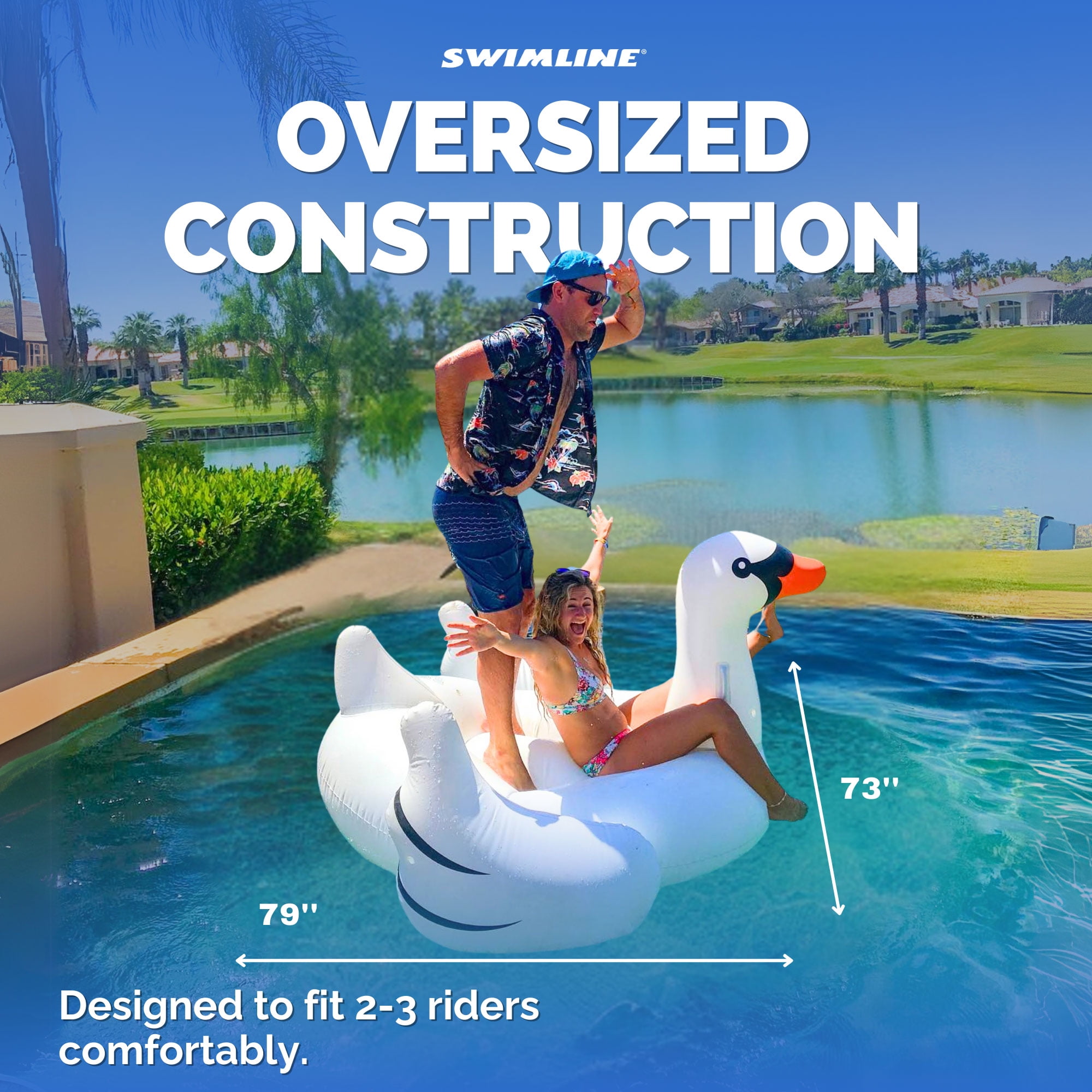Swimline Giant Swan Inflatable Ride-On Swimming Pool Raft Float