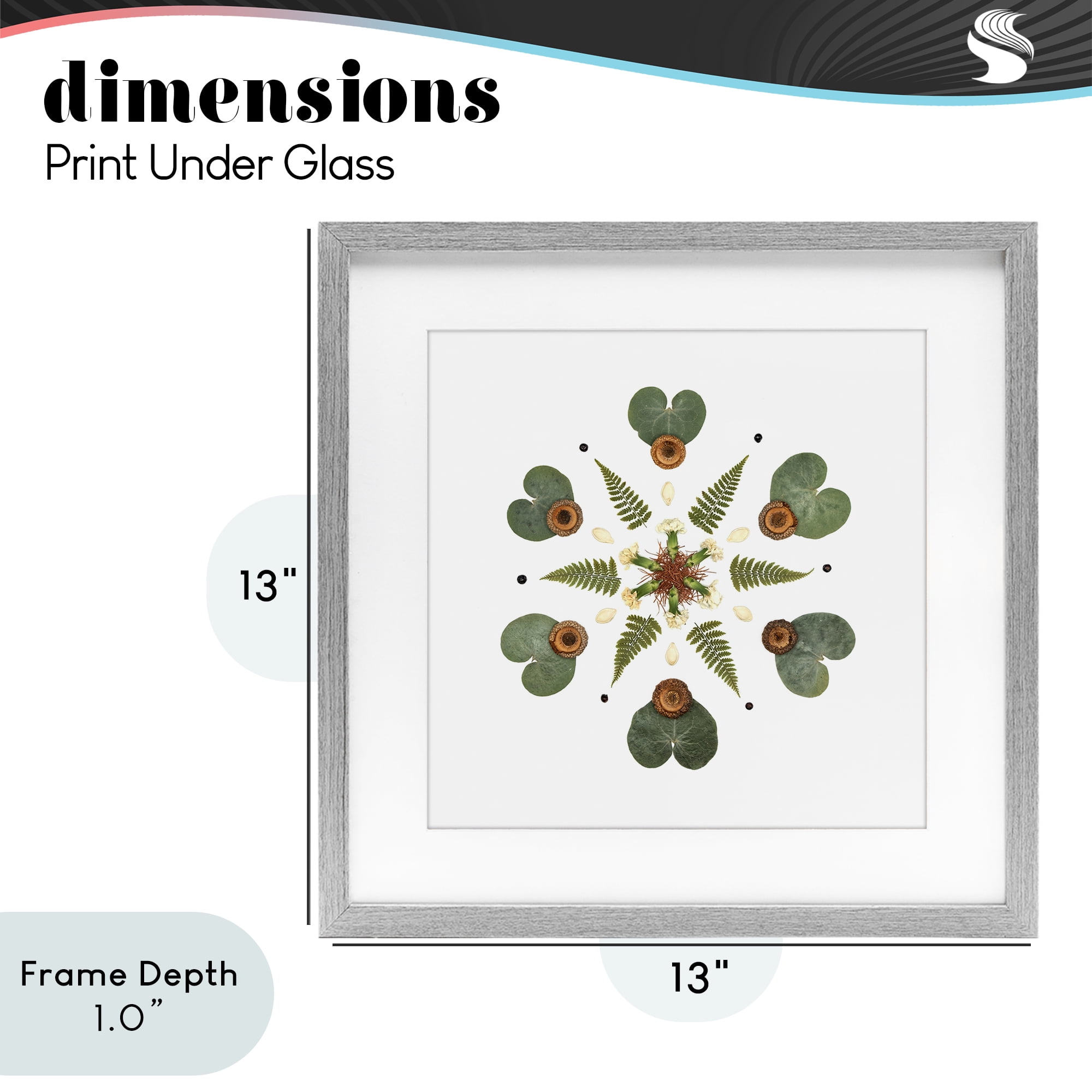 Stupell Industries Lily Pad & Fern Mandala Gray Framed Print Under Glass, design by Beth Adoette
