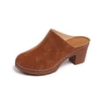 thumbnail image 6 of Brown Womens Slip On Clog Mules Block Heel Round Toe Faux Leather Upper Cushioned Footbed Casual Office Wear Size 6, 6 of 9