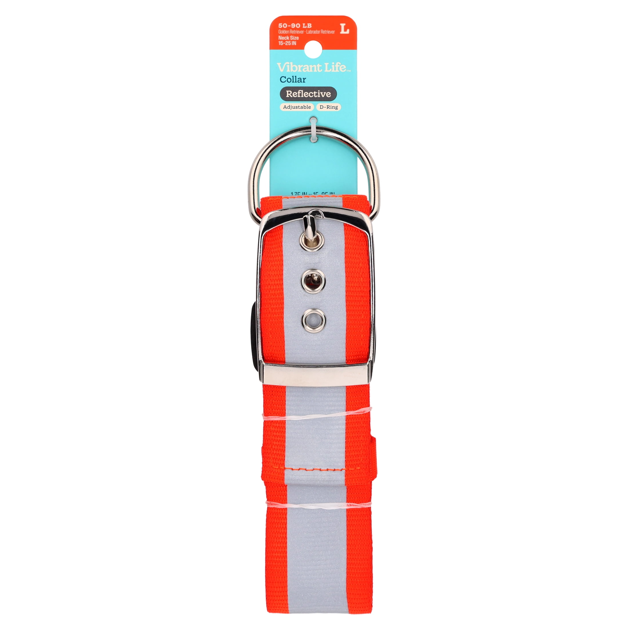 (2 pack) Vibrant Life Hunter Orange Extra Wide Adjustable Reflective Collar for Dogs, Extra Large