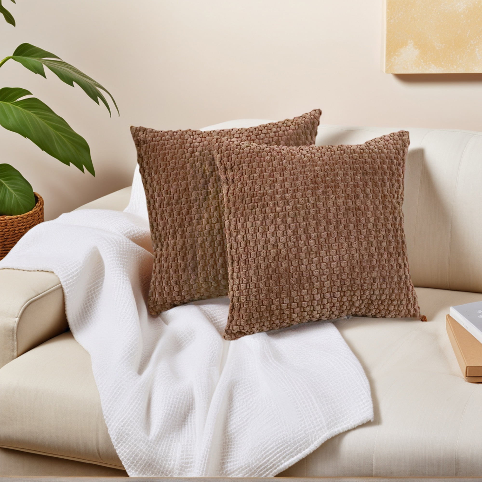 Unique Bargains Corduroy Throw Pillow Covers Set of 2 Dark Brown 16" x 16"