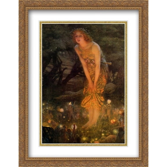 Midsummer Eve, c.1908 2x Matted 28x36 Large Gold Ornate Framed Art Print by Hughes, Edward Robert