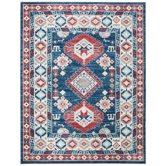 SAFAVIEH Kazak Winslow Geometric Area Rug, Navy/Red, 8' x 10'