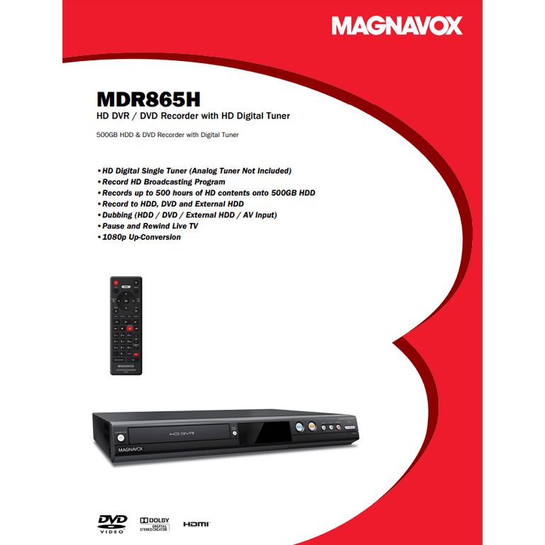 Philips Magnavox MDR865H DVR - DVD Recorder with TV Tuner