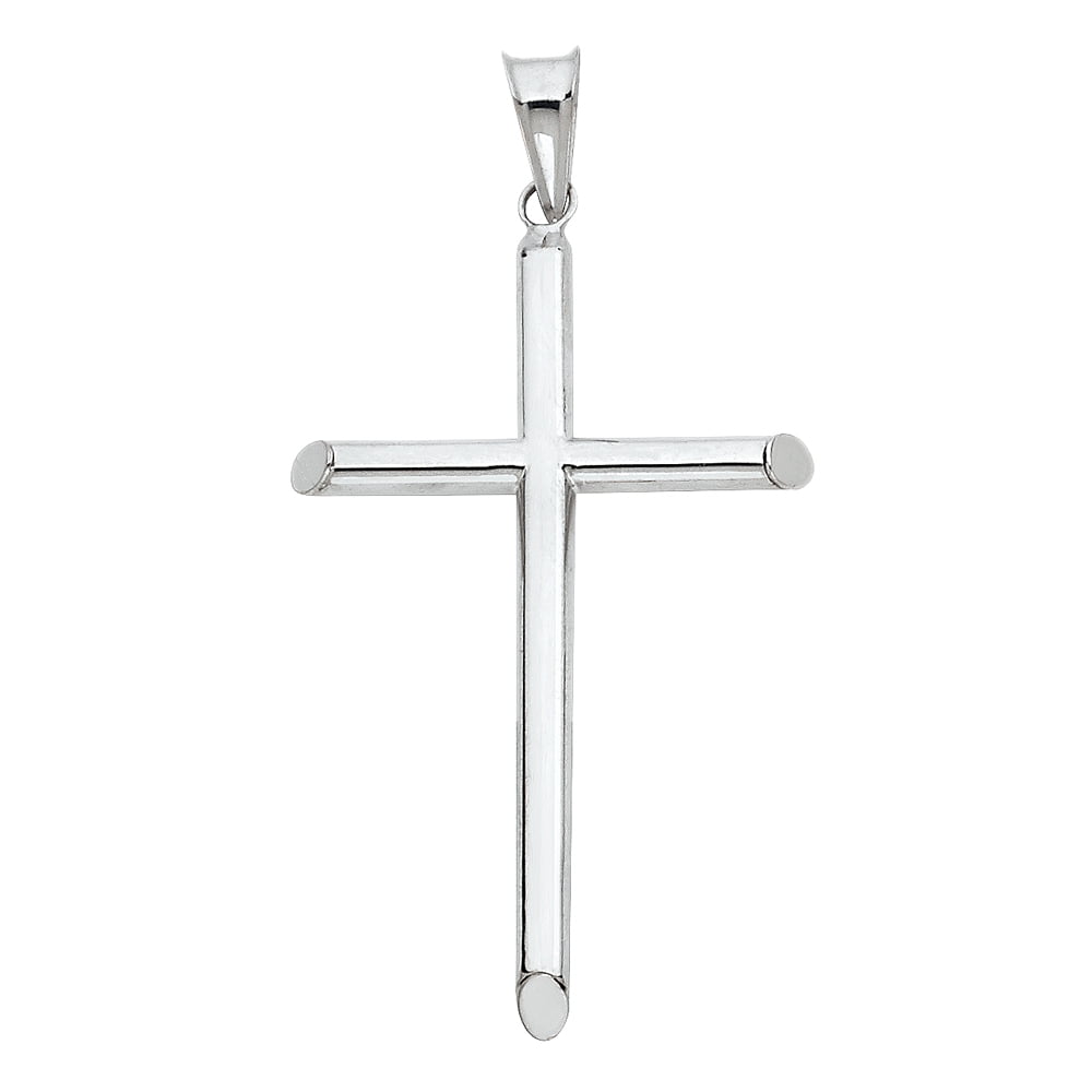 FB Jewels Solid 14K White Gold Polished Hollow Cross Pendant FB Jewels Solid 14K White Gold Polished Hollow Cross Pendant