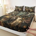 thumbnail image 4 of Castle Fairy Wildlife Deer Bed Sheets 4-Piece for Teens,Woodland Animal Tree Leaves Full Size Sheets,Brown Orange Gray,1 Fitted Sheet, 1 Flat Sheet and 2 Pillowcases, 4 of 6